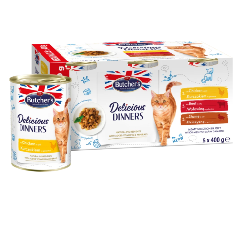 بوتشرز ديليشيز دينر طعام رطب للقطط 3 نكهات 6×400 ج...