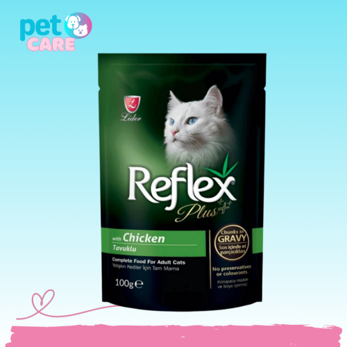 طعام رطب للقطط البالغة دجاج بالمرق 100 غ ريفليكس ب...