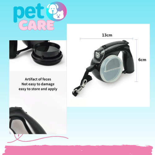 زمام كلاب قابل للسحب مع مصباح يدوي LED