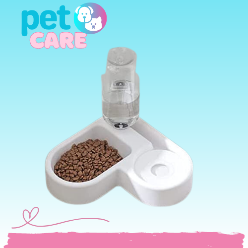 وعاء مزدوج للقطط 2 في 1، موزع مياه اوتوماتيكي للقط...