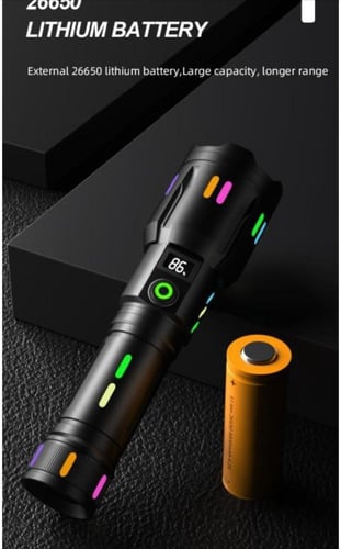 مصباح يدوي تكتيكي LED قابل لاعادة الشحن، بقوة 300,...