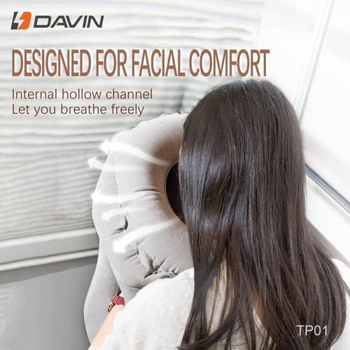 وسادة سفر قابلة للنفخ - دعم ممتاز للوجه والعنق، تص...