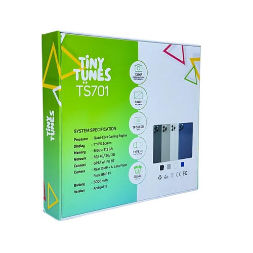TinyTune TS701 - تابلت 7 بوصة بتصميم مميز وجراب سي...
