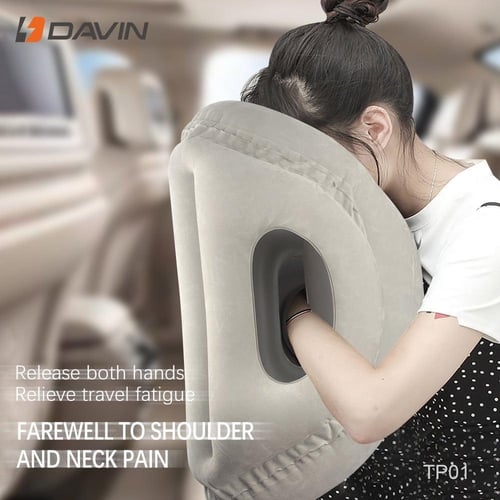 وسادة سفر قابلة للنفخ - دعم ممتاز للوجه والعنق، تص...