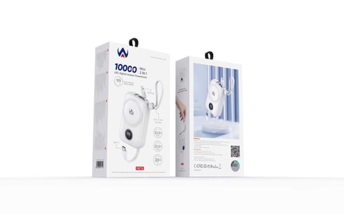 بور بنك بحجم صغير مزود بكيبل ايفون - كيبل تايب سى...