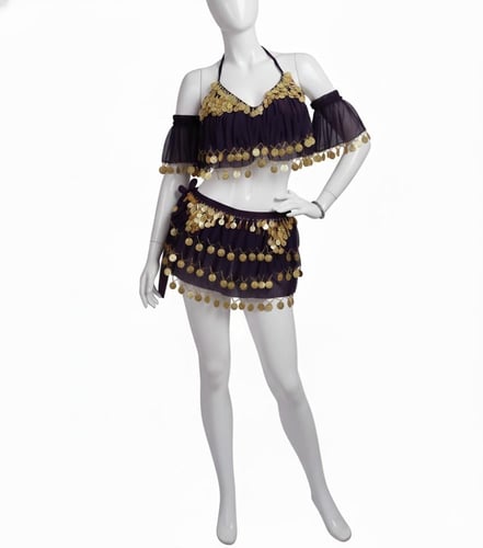 بدلة رقص شرقي قطعتين بحزام ربط أنيق