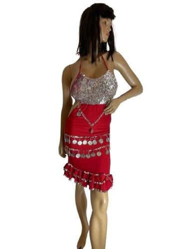 بدلة رقص شرقي مليئ بالجنيهات كاملة قصيرة