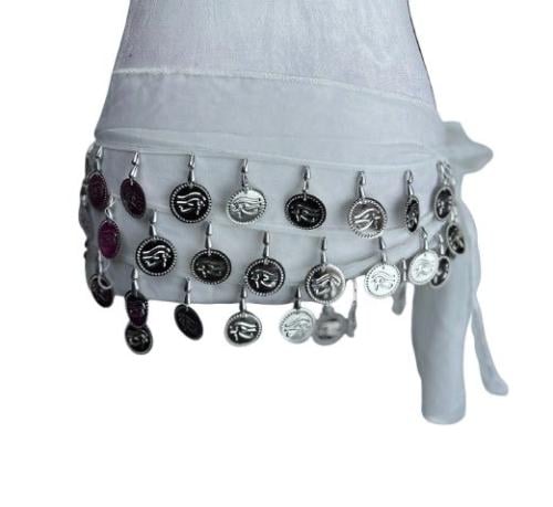 حزام رقص ابيض مع قروش فضي