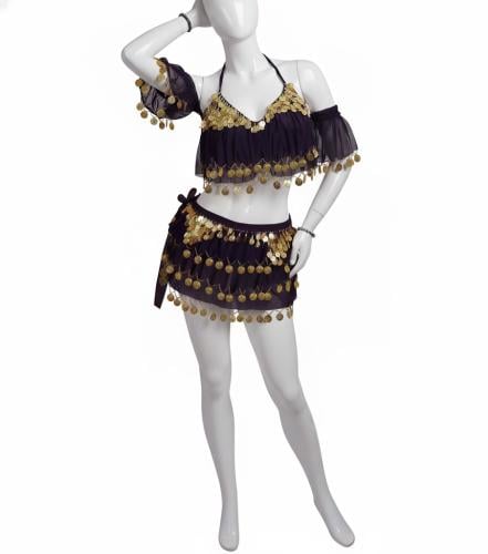 بدلة رقص شرقي قطعتين بحزام ربط أنيق