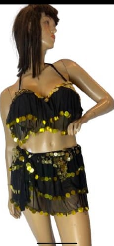 بدلة رقص شرقي قطعتين بحزام ربط أنيق