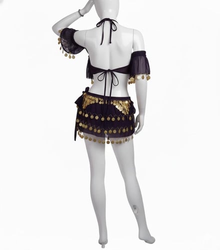 بدلة رقص شرقي قطعتين بحزام ربط أنيق