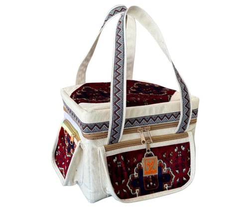 شنطة عزبة نقش أفغاني -أبيض