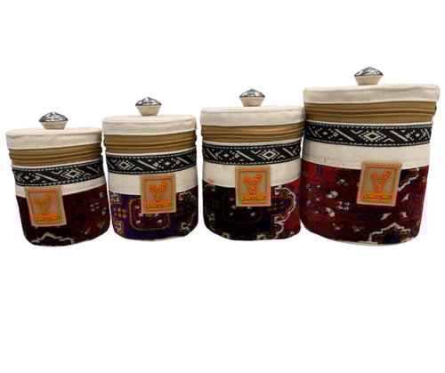 جراب مع علبة ستيل نقش أفغاني-أبيض