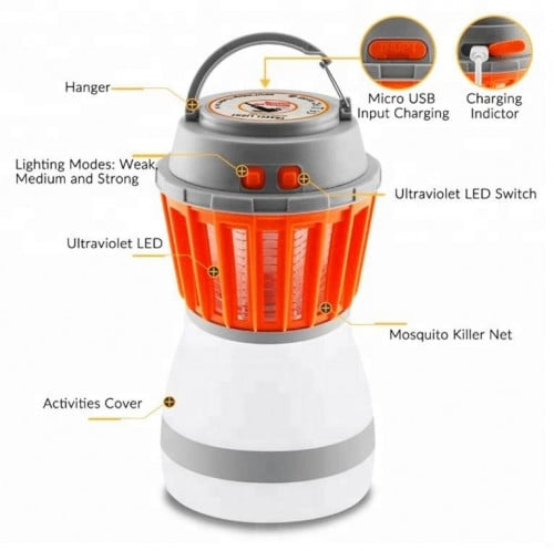 مصباح تخييم مع قاتل بعوض مقاوم للماء