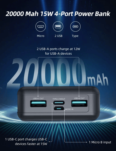 راف باور بطارية متنقلة بايونير 20000 ملي امبير بقو...