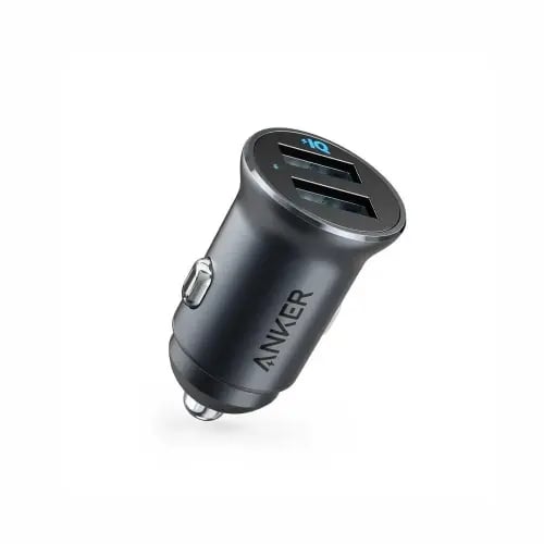 شاحن سيارة انكر بقوة 24 واط منفذين USB-A أسود