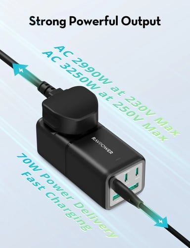 راف باور - منصة شحن بـ3 منافذ تايب سي و منفذين يو...