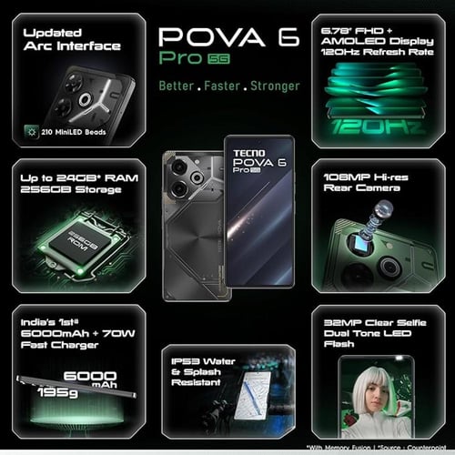 تكنو هاتف ذكي بوفا 6 برو 5G اندرويد 14 12GB RAM 25...