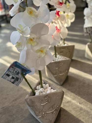 فازة الأسمنت السداسيه مع الاوركيد