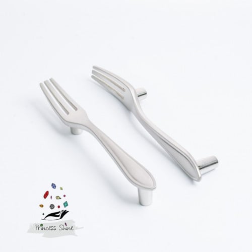 457 - مقبض بشكل شوكة لون ( فضي انتيك ) - قطعتين