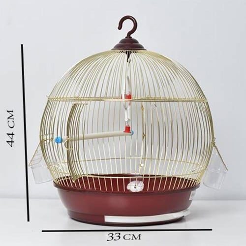 قفص طيور دائري ذهبي / بني
