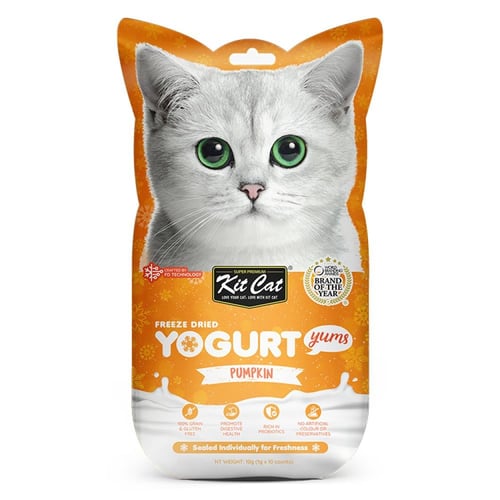 يوقورت مكافأة قطط زبادي مجفف بطعم اليقطين مكافئات...