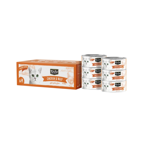 كت كات طعام رطب للقطط بالدجاج و لحم البقر 6x50g