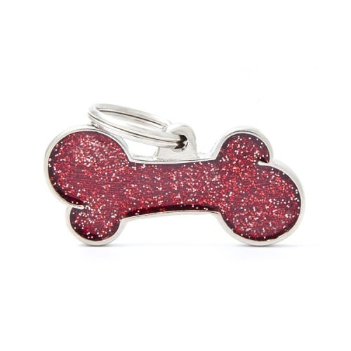ماي فاميلي قلادة لامعة شكل عظمة احمر