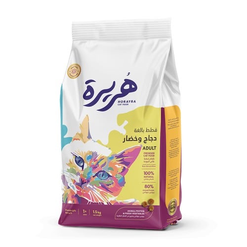 هريرة طعام جاف للقطط البالغة بنكهة الدجاج والخضار...