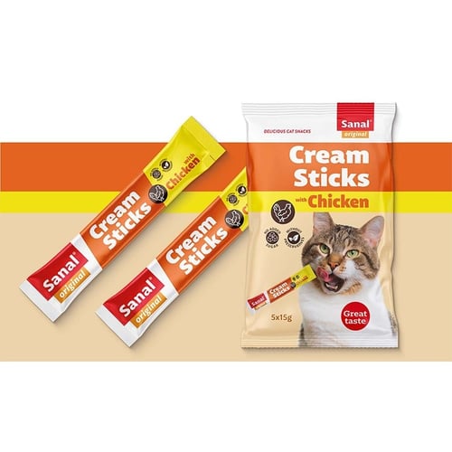 سنال مكافات كريمية للقطط بنكهة الدجاج 5*15ج