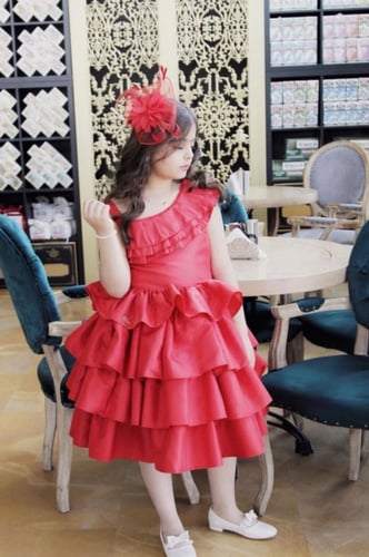 فستان أطفال من التفته أحمر