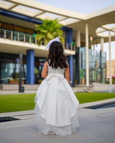 فستان أطفال زفاف تفته ممزوج بالتل