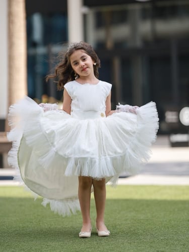 فستان أطفال زفاف تفته ممزوج بالتل