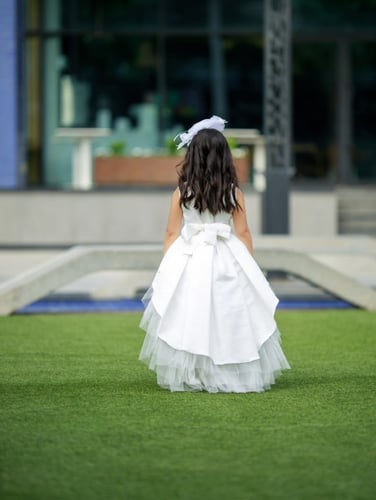 فستان أطفال زفاف تفته ممزوج بالتل