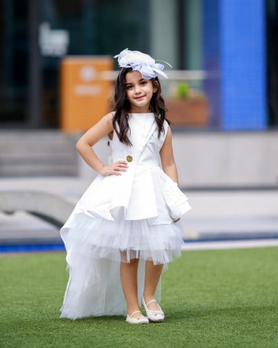 فستان أطفال زفاف تفته ممزوج بالتل