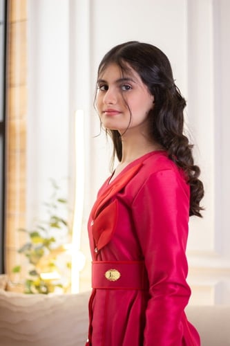 فستان السن المحير مكسي بلون الفوشي التفته المدموج...