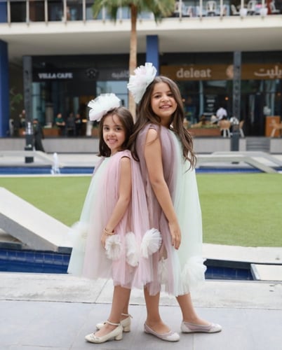 فستان أطفال تل بألوان مفرحه