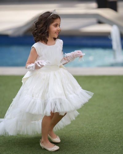 فستان أطفال زفاف تفته ممزوج بالتل