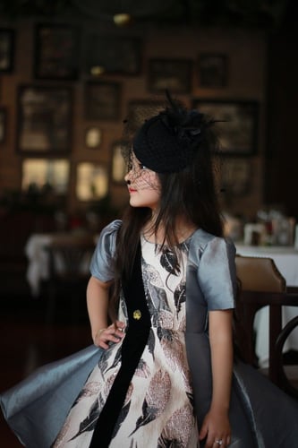 فستان أطفال فرنسي ممزوج بالمخمل