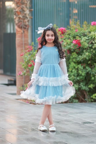 فستان أطفال راقي بخامة التل الفاخره