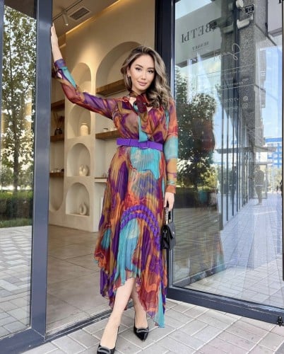 فستان نسائي شيفون تركي مشجر