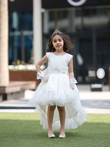 فستان أطفال زفاف تفته ممزوج بالتل
