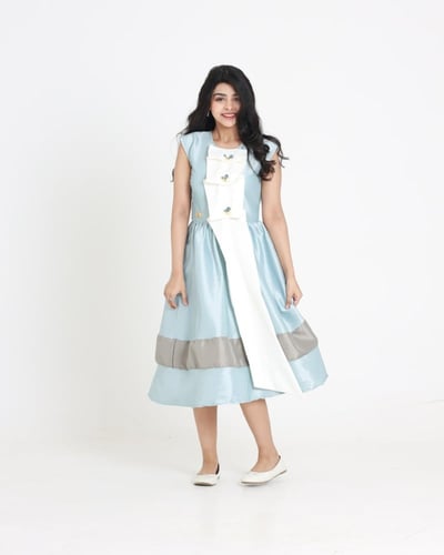 فستان السن المحير التفته الشانتون الممزوجه