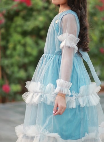 فستان أطفال راقي بخامة التل الفاخره