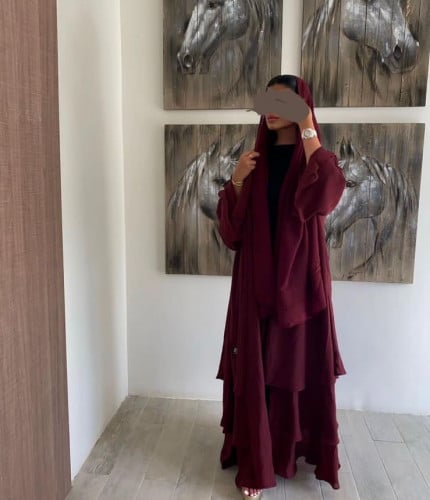 عباية شيفون عنابي