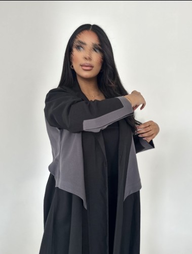 عباية كلوش أسود ورمادي