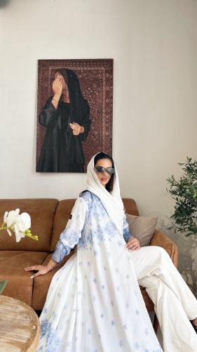 عباية كلوش مشجر برنت مع كسرات خفيفة