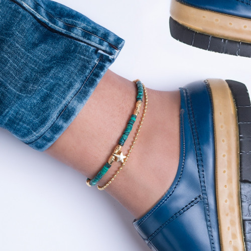 خلخال حجر ملاكايت مضغوط مع نجمة