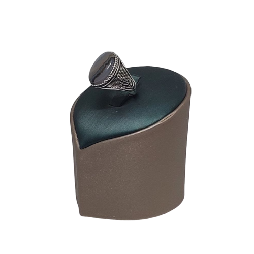 خاتم فضة رجالي عيار 925 حجر عقيق برازيلي موديل G13...