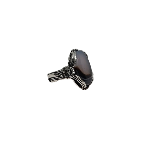 خاتم عقيق يمني فضة استرلينية 925 بتصميم نجراني (بك...